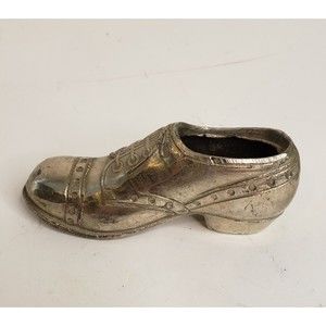 Vintage 1950s Pin Cushion Silver Tone Metal Men's Oxford Shoe Made in Japan